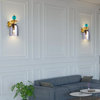 Kinkiet TROPEA 1xE27/15W/230V złoty/niebieski/przydymiony beż/szary