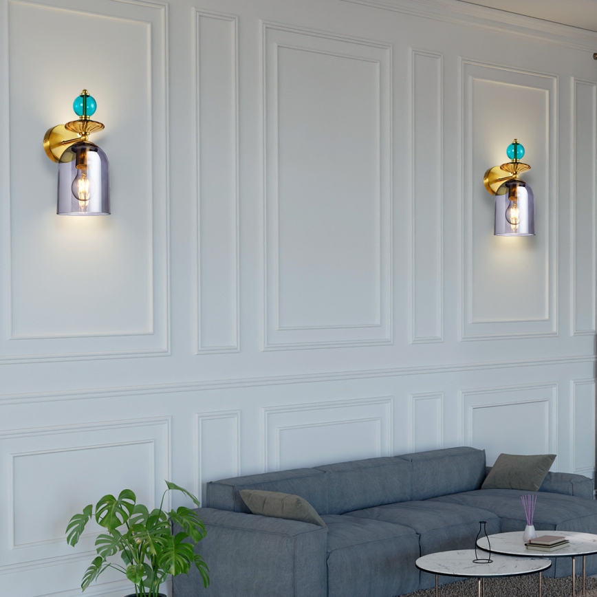 Kinkiet TROPEA 1xE27/15W/230V złoty/niebieski/przydymiony beż/szary