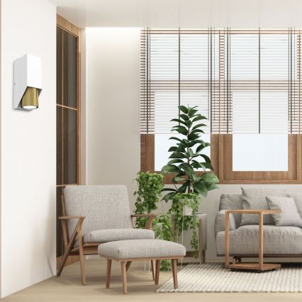 Kinkiet WALL 1xGU10/8W/230V biały/mosiądz