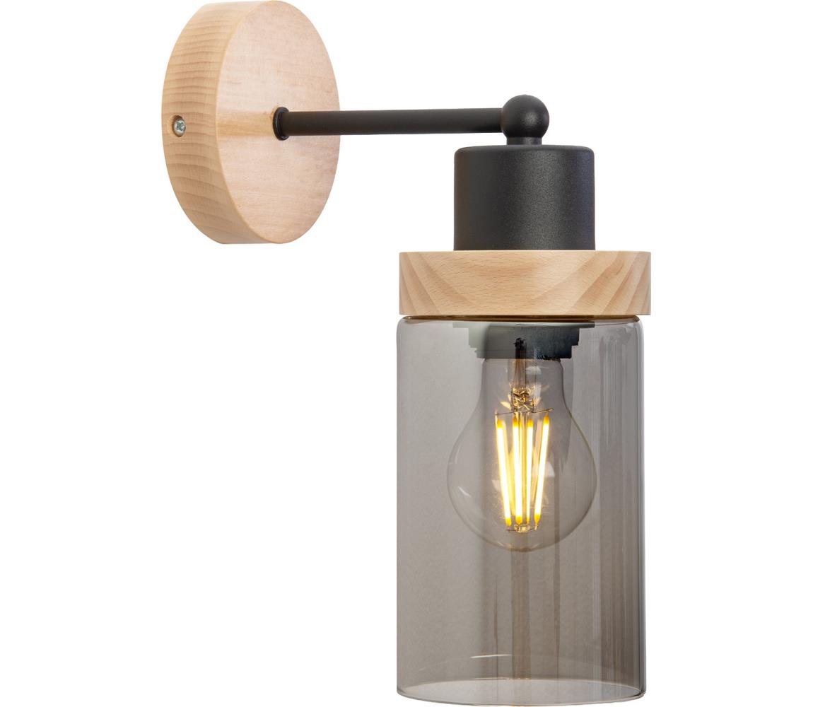 Kinkiet WOODNEST 1xE27/15W/230V sosna/dymowo-czarny
