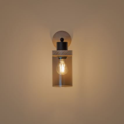 Kinkiet WOODNEST 1xE27/15W/230V sosna/dymowo-czarny