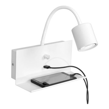 Kinkiet z półką DEMIA 1xGU10/8W/230V biały + USB