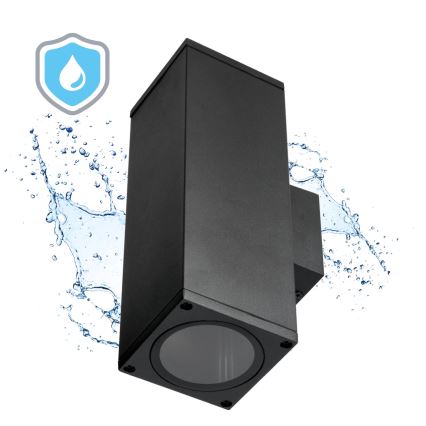 Kinkiet zewnętrzny 2xGU10/35W/230V IP54 kanciasty czarny