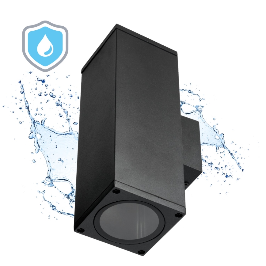 Kinkiet zewnętrzny 2xGU10/35W/230V IP54 kanciasty czarny