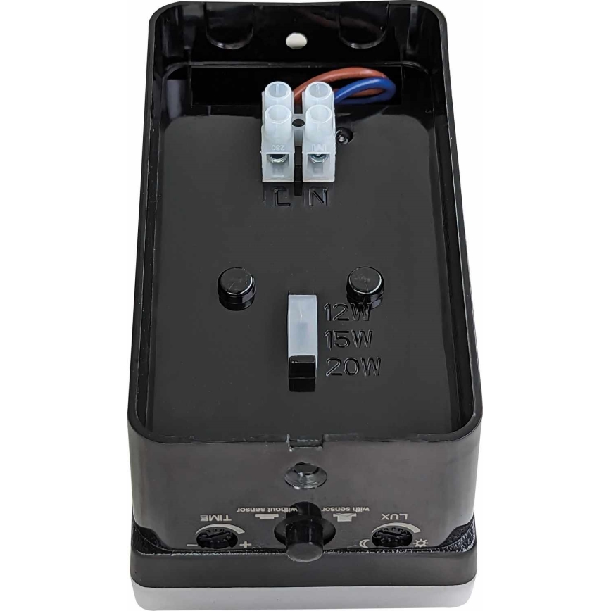 LED ściemnialna zewnętrzna oprawa ścienna z czujnikiem ruchu i zmierzchu LED/12/15/20W/230V IP65 czarna