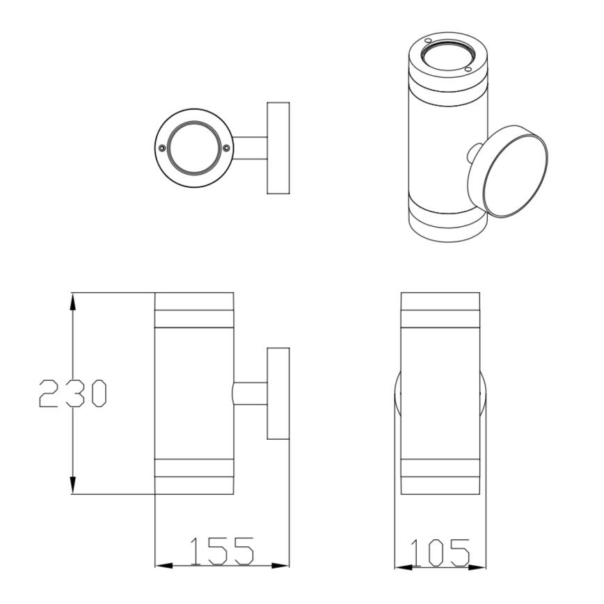 Kinkiet zewnętrzny RINO 2xGU10/12W/230V IP54 czarne
