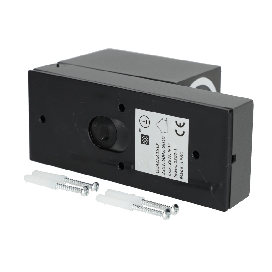 Kinkiet zewnętrzny z czujnikiem QUAZAR 1xGU10/35W/230V IP44 szary