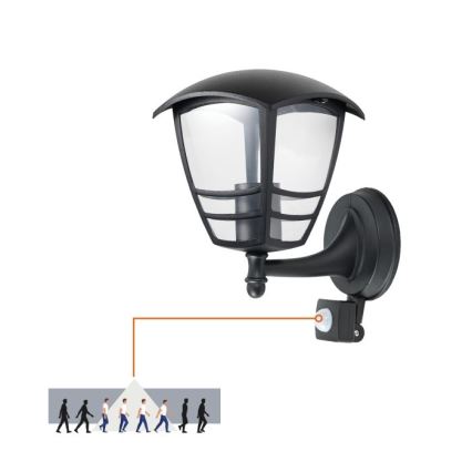 Kinkiet zewnętrzny z czujnikiem TEVIO 1xE27/60W/230V IP54 czarny
