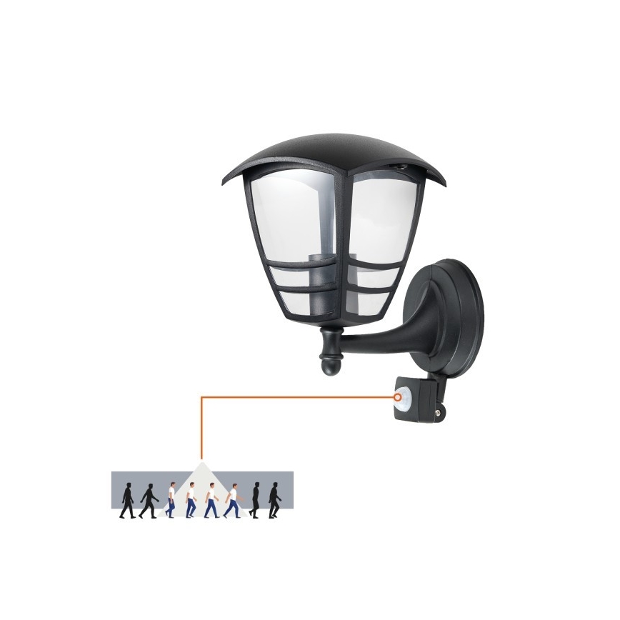 Kinkiet zewnętrzny z czujnikiem TEVIO 1xE27/60W/230V IP54 czarny