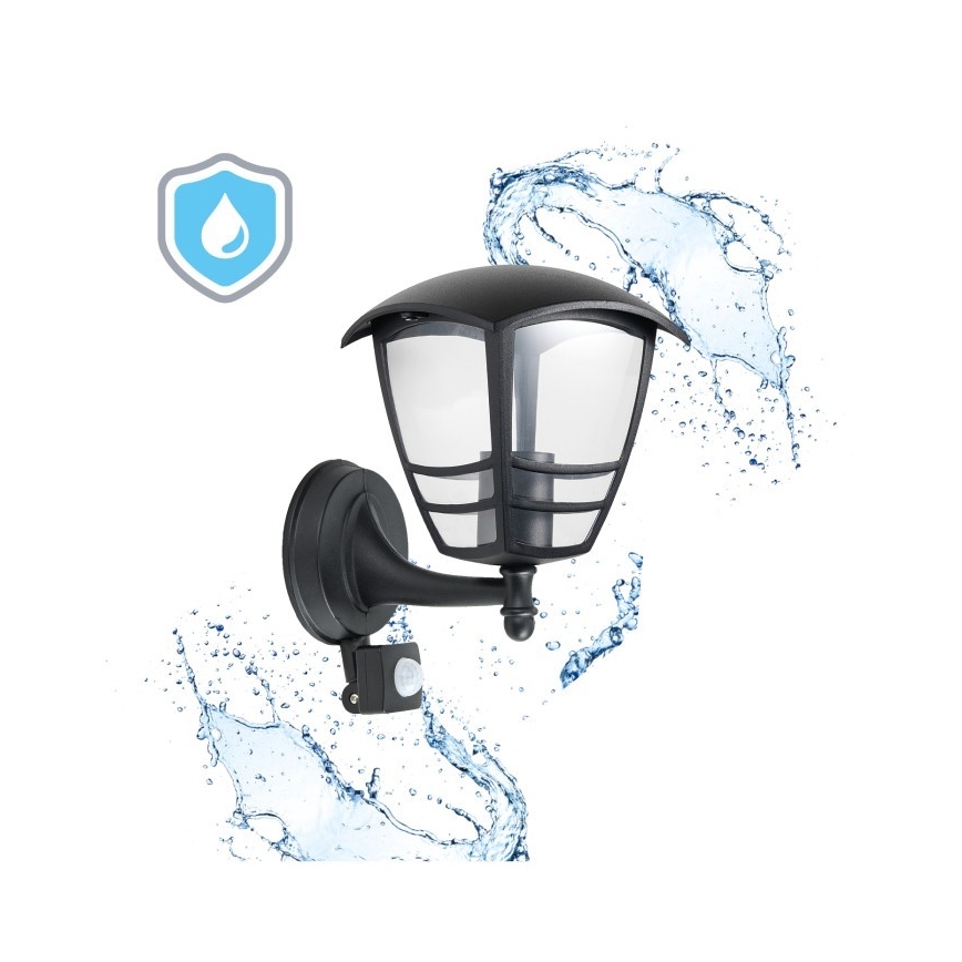 Kinkiet zewnętrzny z czujnikiem TEVIO 1xE27/60W/230V IP54 czarny