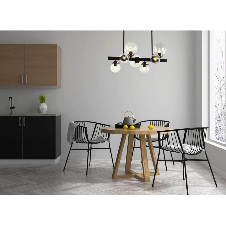 Żyrandol na drążku HYPERION 7xE27/7W/230V czarny/clear