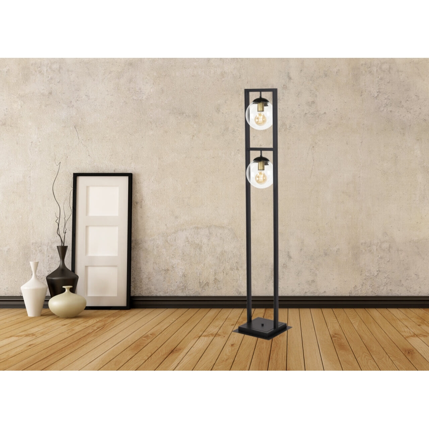 Lampa podłogowa REY 2xE27/7W/230V czarny