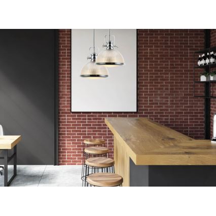 Żyrandol na drążku THOR 1xE27/11W/230V chrom błyszczący