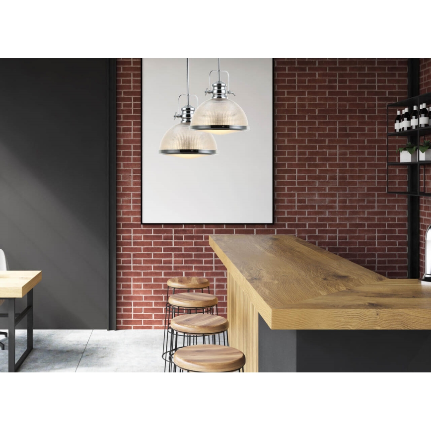 Żyrandol na drążku THOR 1xE27/11W/230V chrom błyszczący