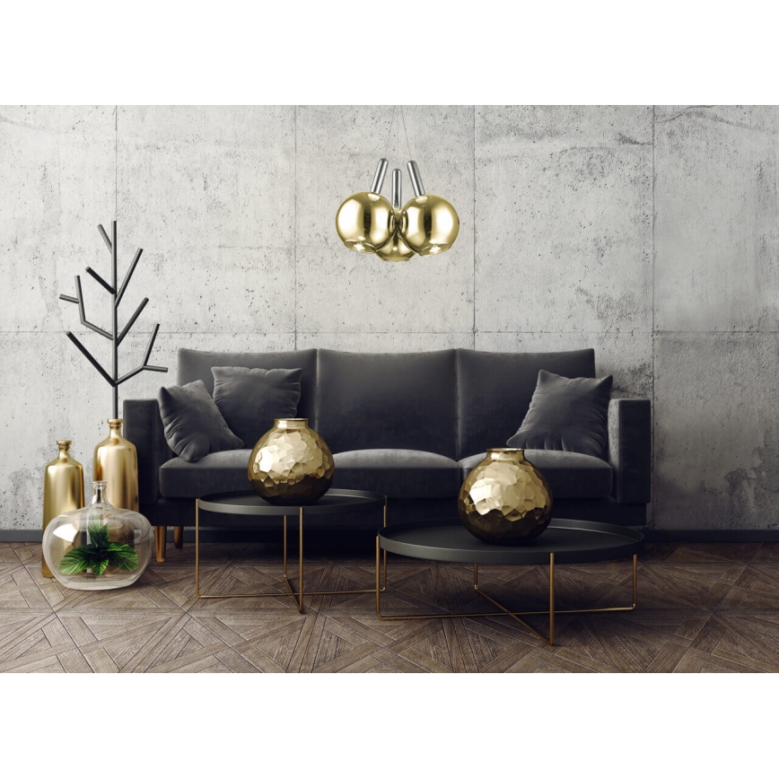 Lampa sufitowa LED na linkach BALLS 3xLED/5W230V złoty/matowy chrom