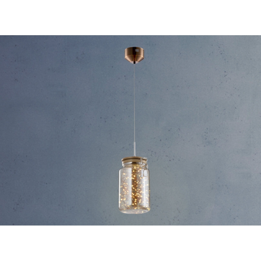 LED na lince JAR LED/5W/230V miedź/drewno