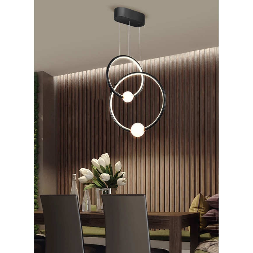 Lampa sufitowa LED ściemnialna na linkach LIV LED/50W/230V czarna + pilot do zdalnego sterowania