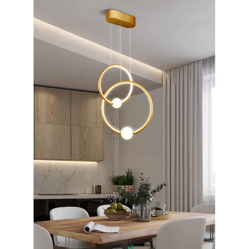 LED żyrandol na lince LIV LED/50W/230V złoty + pilot