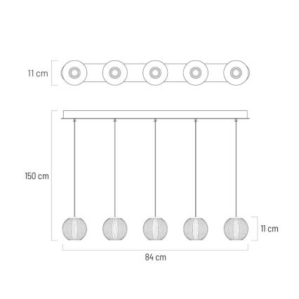 LED Żyrandol na lince ESMOND 5xLED/4,8W/230V chrom błyszczący