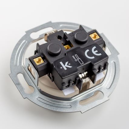 Kliklap - Podwójne retro gniazdko domowe z ramką SCHUKO 230V/16A beżowe