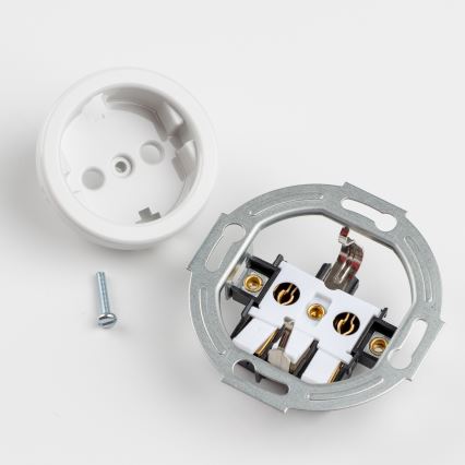 Kliklap - Podwójne retro gniazdo domowe z ramką (SCHUKO) 230V/16A, ceramiczne, białe