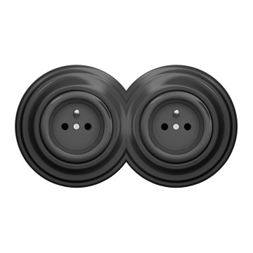 Kliklap - Podwójne retro gniazdko z ramką 230 V, antracyt