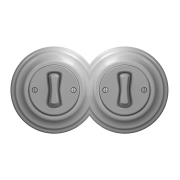 Kliklap - Podwójny retro jednobiegunowy wyłącznik z ramką nr 1, szary