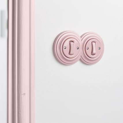 Kliklap - Podwójny retro włącznik jednobiegunowy z ramką nr 1, pudrowy róż