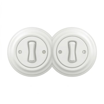 Kliklap - Podwójny retro włącznik jednobiegunowy z ramką nr 1 śnieżnobiały