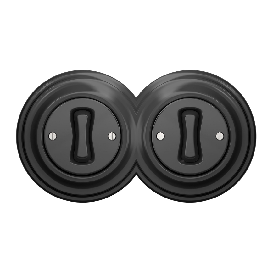 Kliklap - Podwójny retro wyłącznik jednobiegunowy z ramką nr 1 antracyt