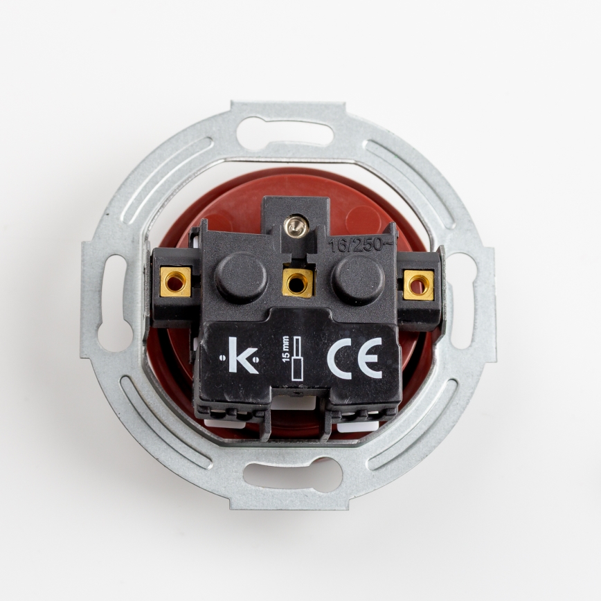 Kliklap - Potrójne retro gniazdko domowe z ramką 230V brązowe