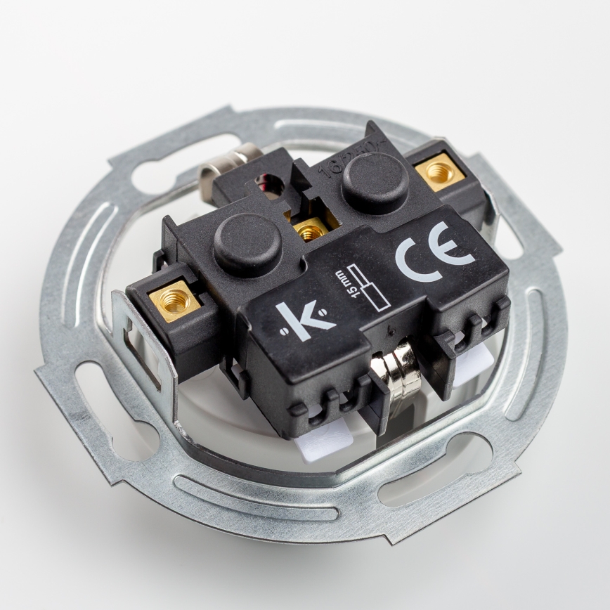 Kliklap - Potrójne retro gniazdko domowe z ramką SCHUKO 230V, białe, ceramiczne