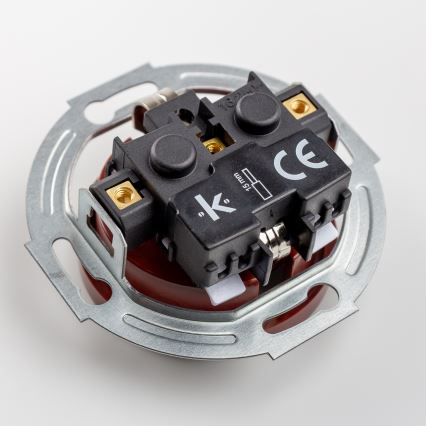 Kliklap - Potrójne retro gniazdko ścienne z ramką SCHUKO 230V, brązowe