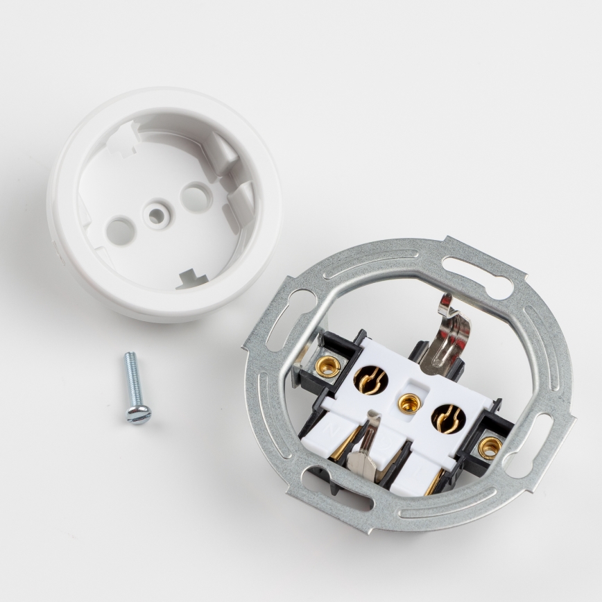 Kliklap - Potrójne retro gniazdo domowe z ramką SCHUKO 230V śnieżnobiałe