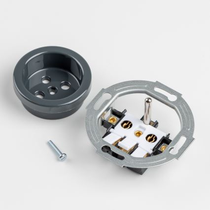 Kliklap - Potrójne retro gniazdo ścienne z ramką 230V antracyt