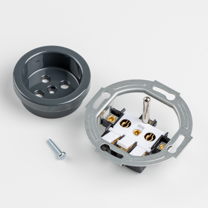 Kliklap - Potrójne retro gniazdo ścienne z ramką 230V antracyt