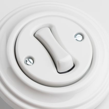 Kliklap - Retro biały ceramiczny łącznik krzyżowy z ramką nr 7