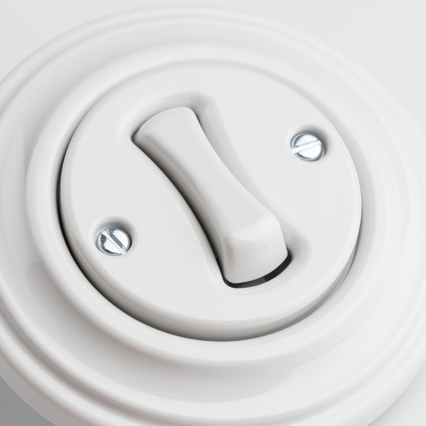 Kliklap - Retro biały ceramiczny łącznik krzyżowy z ramką nr 7