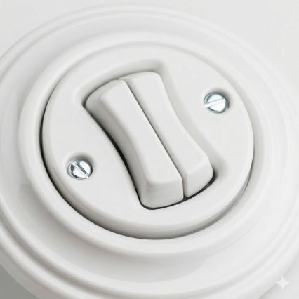 Kliklap - Retro biały ceramiczny wyłącznik z serii z ramką nr 5