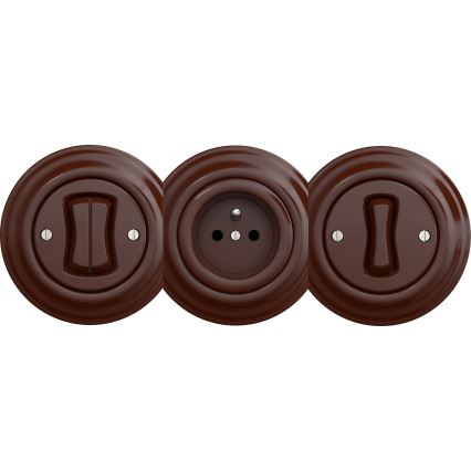 Kliklap - Retro gniazdko domowe bez ramki 230V brązowe