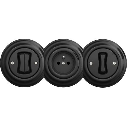 Kliklap - Retro gniazdko domowe bez ramki 230V czarne