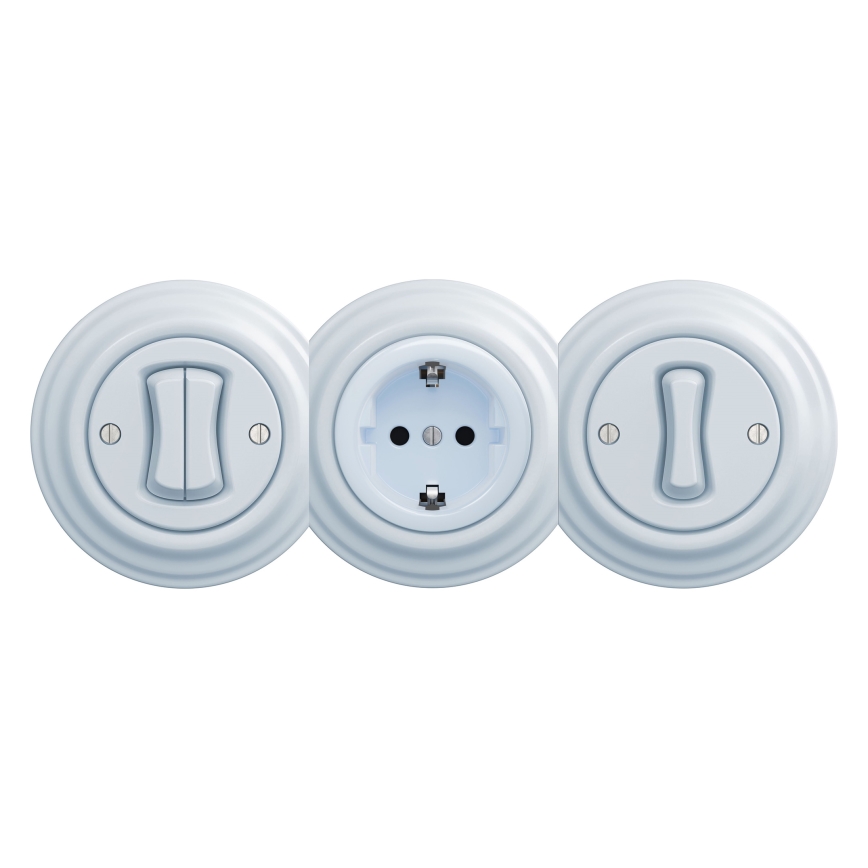 Kliklap - Retro gniazdko domowe bez ramki SCHUKO 230V/16A, niebieskie