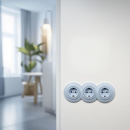 Kliklap - Retro gniazdko domowe bez ramki SCHUKO 230V/16A, niebieskie