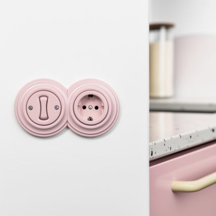 Kliklap - Retro gniazdko domowe bez ramki SCHUKO 230V/16A w kolorze starego różu