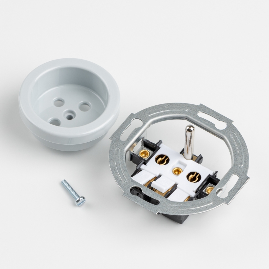 Kliklap - Retro gniazdko domowe z ramką 230 V szare