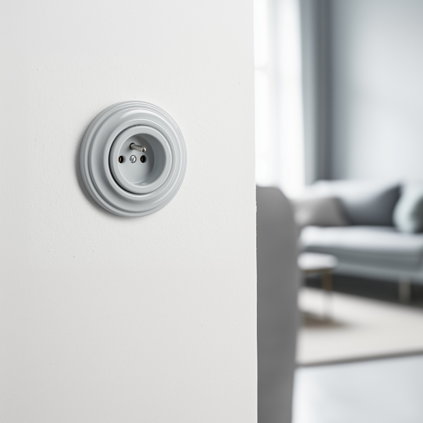 Kliklap - Retro gniazdko domowe z ramką 230 V szare