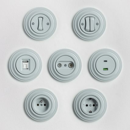 Kliklap - Retro gniazdko domowe z ramką 230 V szare