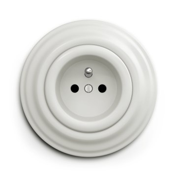 Kliklap - Retro gniazdko domowe z ramką 230V ceramiczna biel