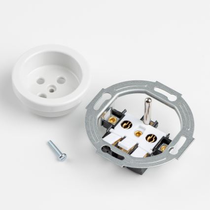 Kliklap - Retro gniazdko domowe z ramką 230V śnieżnobiałe