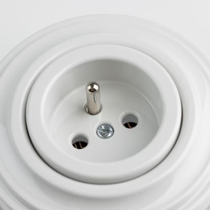 Kliklap - Retro gniazdko domowe z ramką 230V śnieżnobiałe